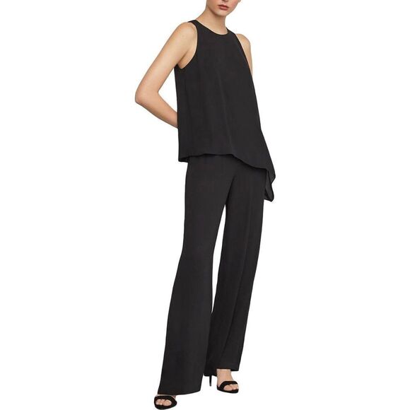 𝅺BCBGMAXAZRIA Hadli Sleeveless Draped Wide Leg Dressy Pants Jumpsuit Black XXS - Picture 1 of 2